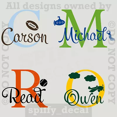 MONOGRAM WITH GRAPHIC Personalized Name Vinyl Wall Decal Sticker Boys Nursery • $16.46