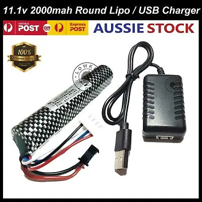 11.1v 2000mah Lipo Battery Upgrade USB Charger Gen 8 9 10 M4A1/ACR Gel Blaster • $42.95