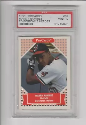 1992 Procards Inc. #62 Manny Ramirez Rc Indians Psa 9 Mint • $1.95