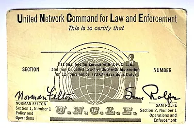 SUPER RARE:  The Man From U.N.C.L.E.  ID Card • $115