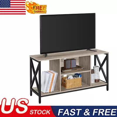 47 In Industrial Wooden TV Stand W/ Storage Living Room Matte Metal Framework US • $59.78