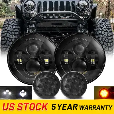 2007-2018 For Jeep Wrangler JK Combo 7'' Round LED Headlights Turn Signal Lights • $67.88