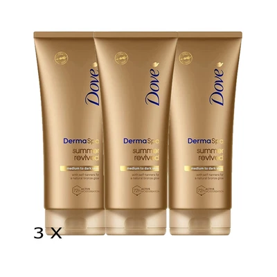 £14.99 • Buy 3 X 200 ML Dove Derma Spa Summer Revived  With Self-Tanners  Medium To Dark Skin