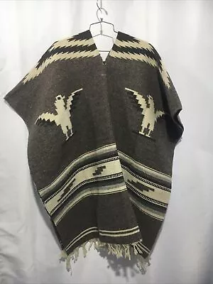 Vintage Mexican Aztec Serape Poncho Blanket Gavan Wool Hand Woven • $91.99