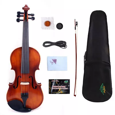 5 String Electric Violin Acoustic 4/4 Solid Maple Spruce Wood With Case Bow • $155.48