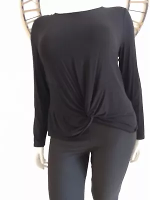 Mossimo  Lightweight Long Sleeve Twist Front Black Tee Shirt Women's Size XXL • $11.25