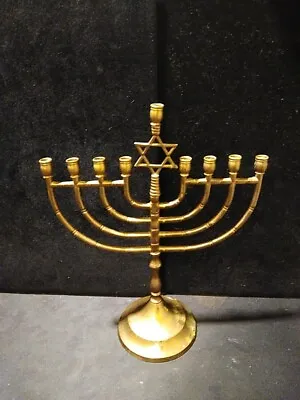 Antique Judaica Solid Brass Menorah Vintage Hanukkah Candlesticks • $29.99