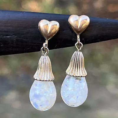 Vintage Gold Filled Floating Opal Bulb Earrings . Victorian Revival Jewelry • $250