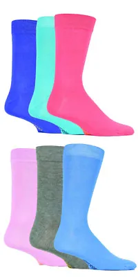 SOCKSHOP   Mens Bright Colour Burst Bamboo Socks With Smooth Toe Seams 6 Pair Pk • $21.46