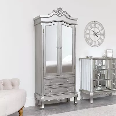 Mirrored Closet Wardrobe Clothing Storage Bedroom Furniture • £602.95