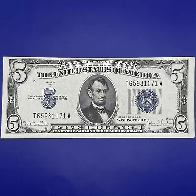 1934 D $5 Five Dollar Silver Certificate ~ Blue Seal Note ~ Crisp ~ 171 • $11