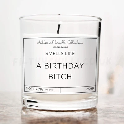 Funny Rude Novelty Candle For Birthday Girl Sister Best Friend Her B-Day Bitch • £2.99