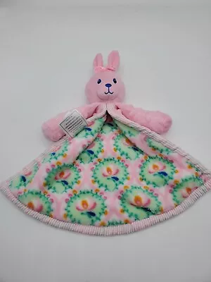 Nursery Rhyme Baby Bunny Security Blanket Lovey Pink Minky Dot Floral • $11.94