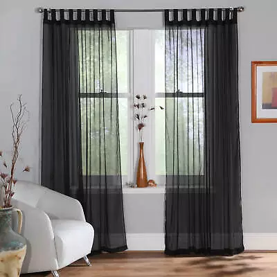 Tab Top Plain Dyed Voile Curtain Panels BUY ONE PANEL GET ONE PANEL FREE  • £8.78