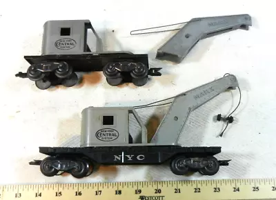 Marx 2 Plastic 8 Wheel NYC Crane Cars - O Gauge - Each With Issues • $15