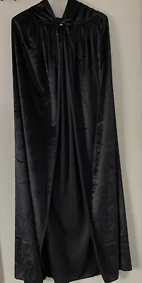 Black Velvet HOODED CAPE CLOAK Adult  M  Halloween  Costume  Medieval Theater • $9.99