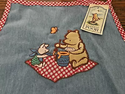 Vintage Nwt Disney Winnie The Pooh Adult Apron Embroidered Design Blue • $12.99