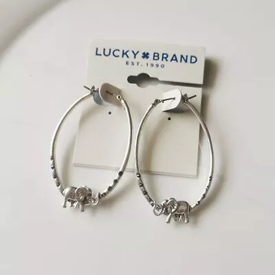 New Lucky Brand Elephant Hoop Earrings Gift Vintage Women Party Holiday Jewelry • $8.59