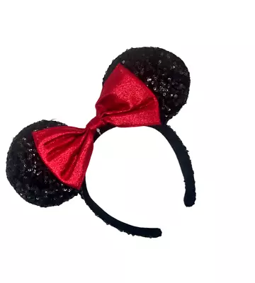 Disney World Minnie Mouse Sequin Ears Red Bow Hat New • $24.95