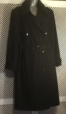 £89.99 • Buy Salvatore Ferragamo Black Belted  Trench Coat With Detachable Lining It 42 Uk10