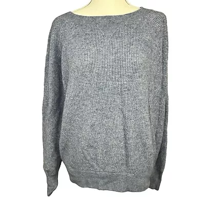 J Crew Women's Blue Waffle Knit Merino Wool Blend Sweater Size XS Relaxed Fit • $24.99