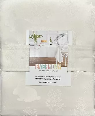 Martha Stewart Ivory Bunny Rabbit Jacquard Cloth Tablecloth 60” X 84” Easter • $39.95