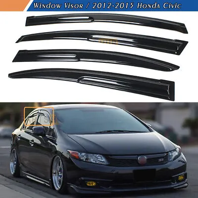 For 2012-2015 Honda Civic Sedan JDM 3D Wavy Mugen Style Window Visor Rain Guards • $37.99