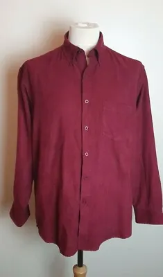 MOUNTAIN LAKE Mens M Burgundy Red Suede Feel Long Sleeve Cotton Casual Shirt E3 • £19.99