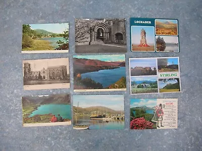 9 Old Scottish (Scotland) Postcards – Skye Trossachs Ben Nevis Ullapool Etc. • £5.99