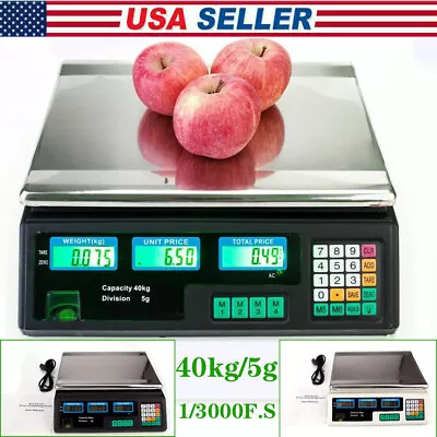 2 Colors Electronic Price Scale Digital Commercial Food Meat Weighting 3-40kg US • $46.49