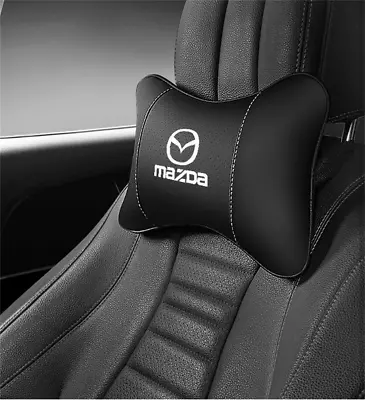 2X Car Pillows Breathable Cushion Headrest Neck Rest Mat Leather For Mazda Black • $34