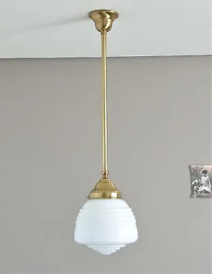 Magill-one Light Rod Suspension- Old Brass -domec Hall Shade-art Deco Kitchen-1 • $199