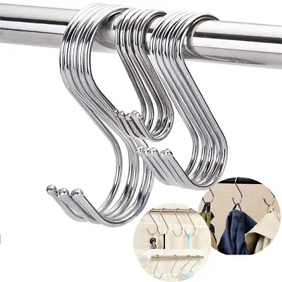 VDL 1~100 Stainless Steel S Hook Kitchen Metal Utensil Clothes Hanger • £1.88
