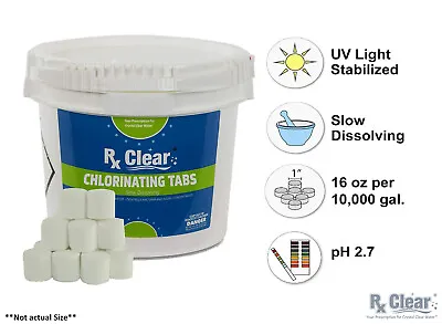 Rx Clear 1  Stabilized Swimming Pool Chlorine Chemical Tablets (Various Sizes) • $86.98