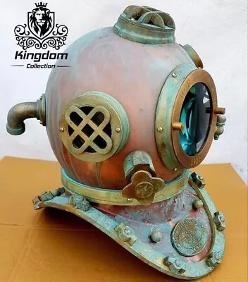 Copper Vintage Diving Helmet Full Size Navy Mark V Marine Divers Helmet W Base • $201.57