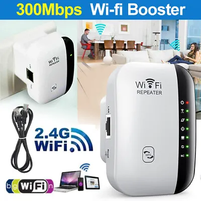 WiFi Signal Extender Range Repeater Booster 300Mbps Internet Amplifier UK Plug • £9.99