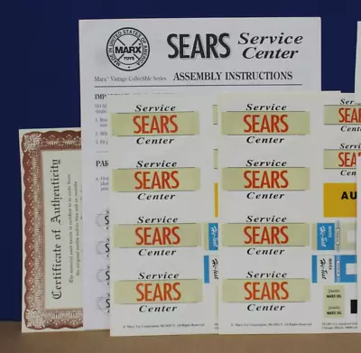 Marx 1995 Sears Service Center Gas Station 3 Sets Stickers Instructions COA • $9.99