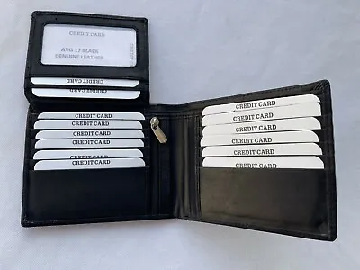$28.99 • Buy Men's Genuine Leather Wallet With Coin Zip Pocket Black ( Model  Avg 17 )