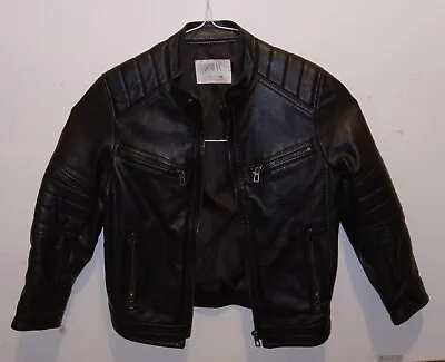 Zara Boys Faux Leather Jacket Sz.7 Black • $30