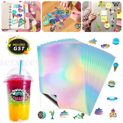 $13.01 • Buy 10/20/30X A4 Holographic Holo Glossy Self Adhesive Sticker Paper Inkjet Printer