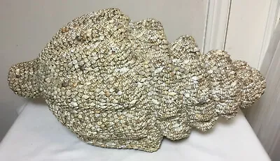 22”Vintage Huge Shell Sculpture Made Of Tiny Seashells Nautical Ocean Art Decor • $189