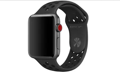 $81.02 • Buy Genuine Apple Nike 42mm/44mm/45mm Sport Loop Watch Band - Anthracite / Black