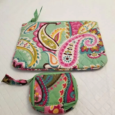  Vera Bradley TUTTI FRUTTI Zip Makeup Bag  9  X 6.5  And Matching Credit Card • $19