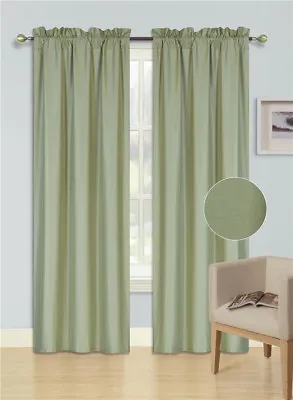 2pc Panels Solid Blackout Rod Pocket Foam Lined Window Curtain Treatment R64 • $15.30