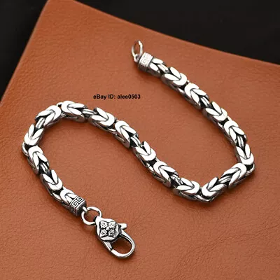 Real 925 Sterling Silver Men's Bracelet 4mm Byzantine Link Chain 7.87inch • $79.15