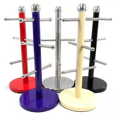 New Stainless Steel 6 Cup Mug Tree Stand Kitchen Counter Holder Organiser Tidy  • £9.99