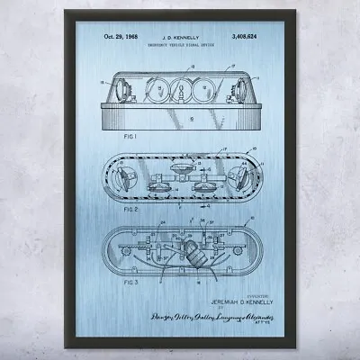 Framed Emergency Vehicle Lights Wall Art Print Police Gift Law Enforcement Art • $59.95