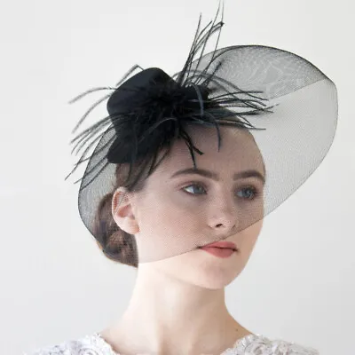 NWT Black Mini Top Hat Fascinator Headpiece With Feathers • $19.95