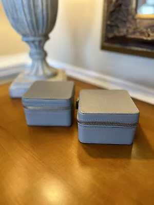Pottery Barn Quinn Leather Petite Travel Boxes Shadow Print Gray NWOB OB READ! • $48.95