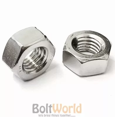 M7 A2 Stainless Steel Metric Hexagonal Full Nuts Standard Pitch Din934 Hex Nut • £5.01